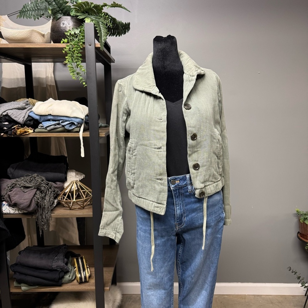 Standard James Perse light green button front jacket womens 1 small military